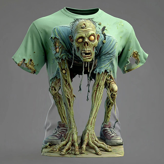Kids Outdoor Clothing - Erkek İskelet Zombi 3D Baskılı T-shirt