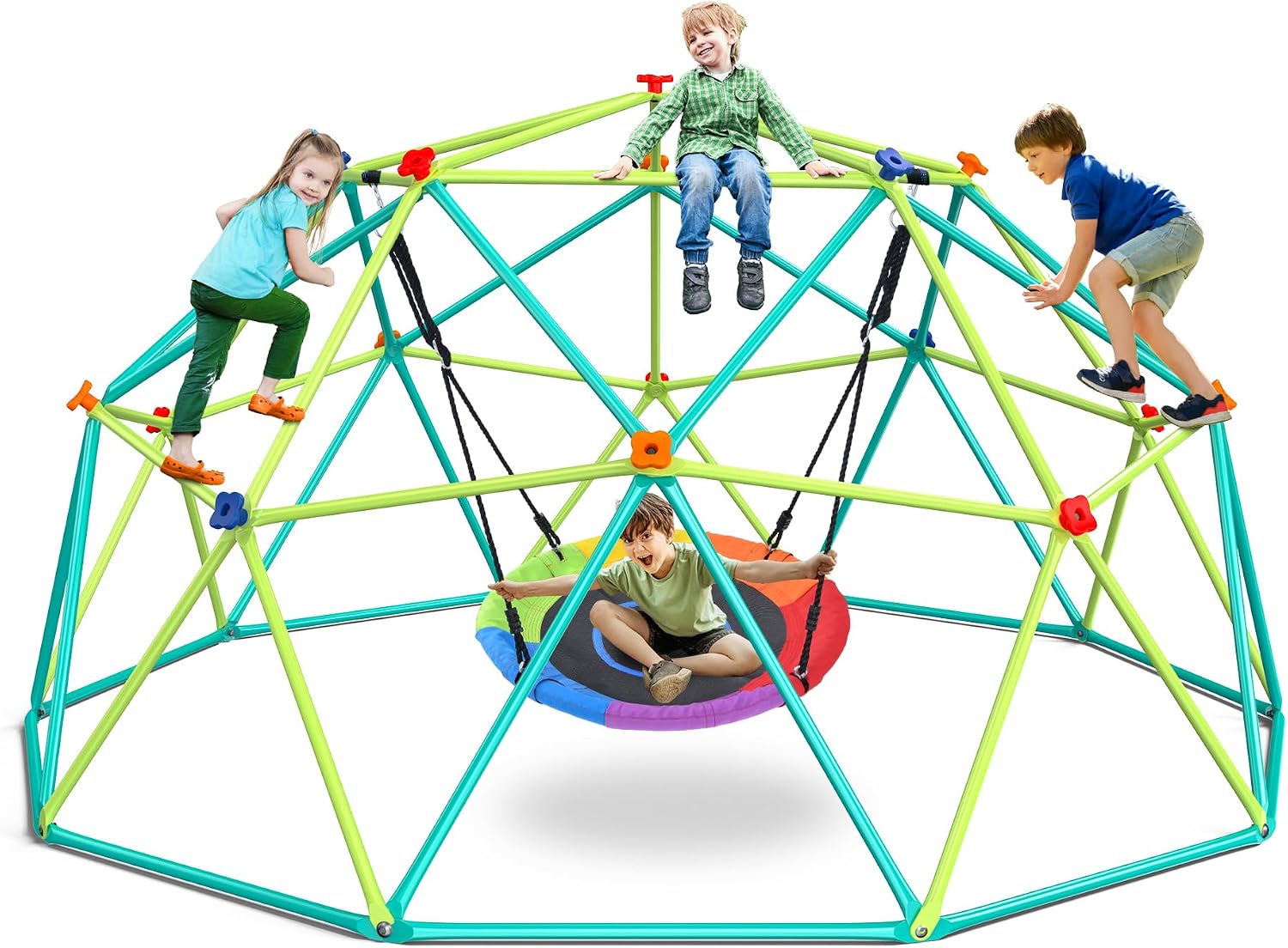 Kids Outdoor Jungle Gym - 10 ft Tırmanma Kupası Salıncak Seti,