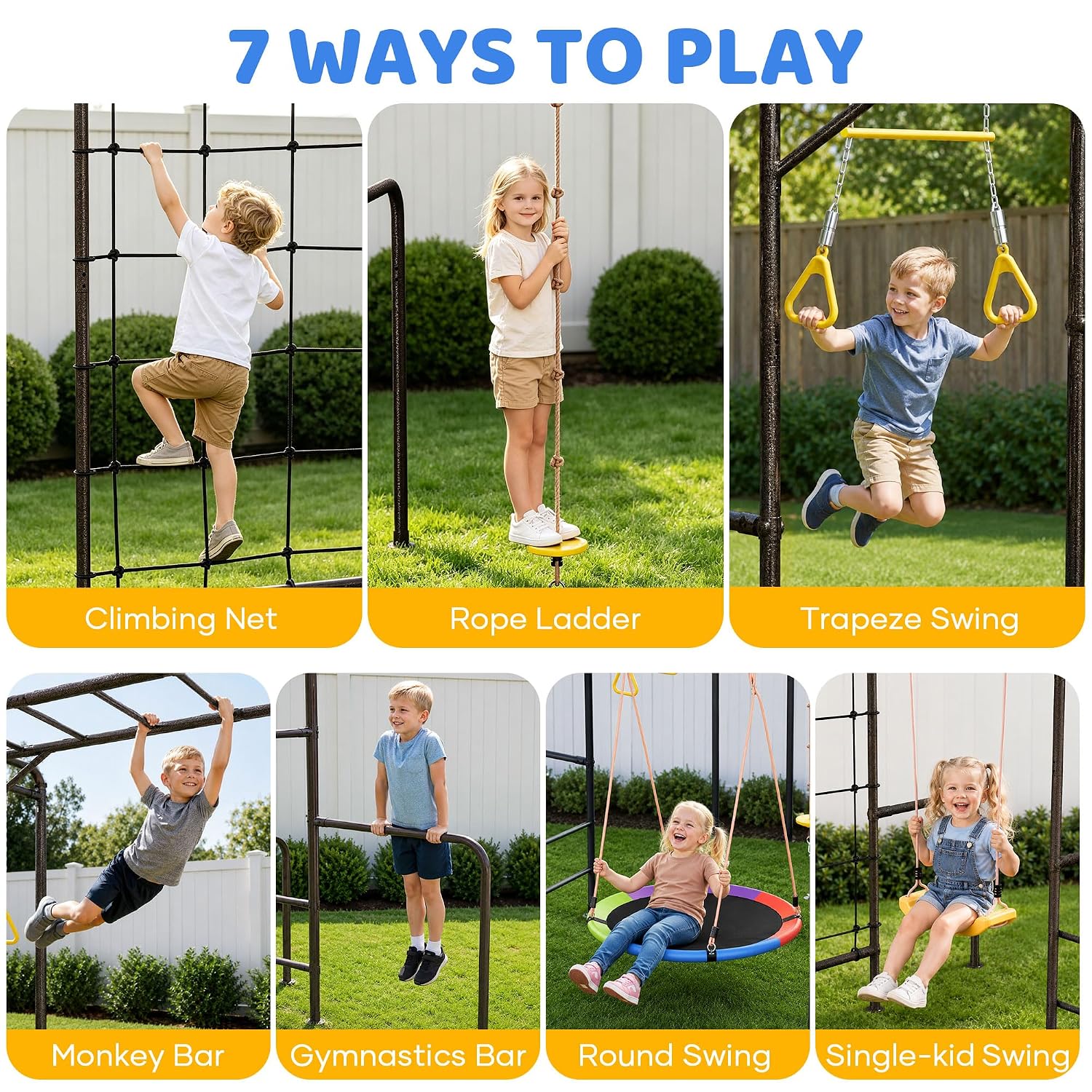 Kids Outdoor Jungle Gym - 7'si 1 arada Açık Hava Oyun