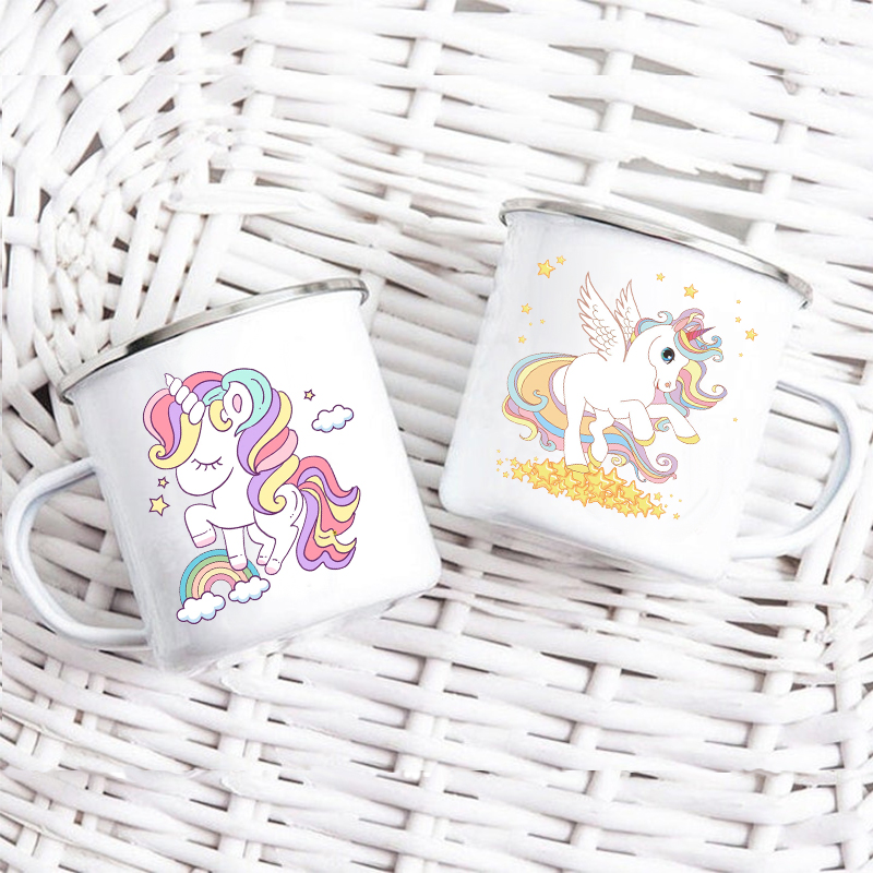 Outdoor Kid Friendly - Karikatür Unicorn Baskılı Yaratıcı Kupa Su