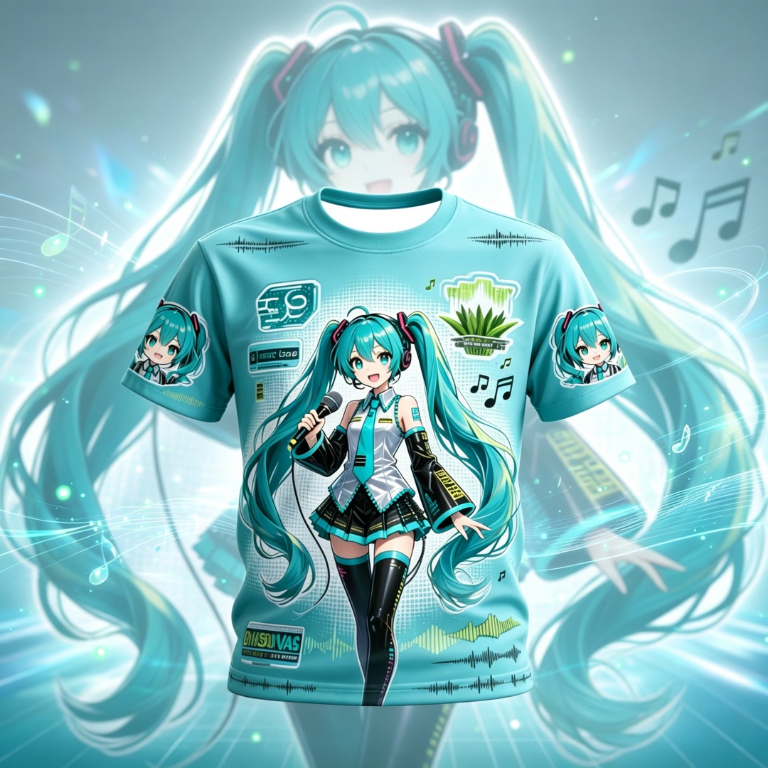 Kids Outdoor Fort - Hatsune Miku Anime Desenli Yaz Kısa