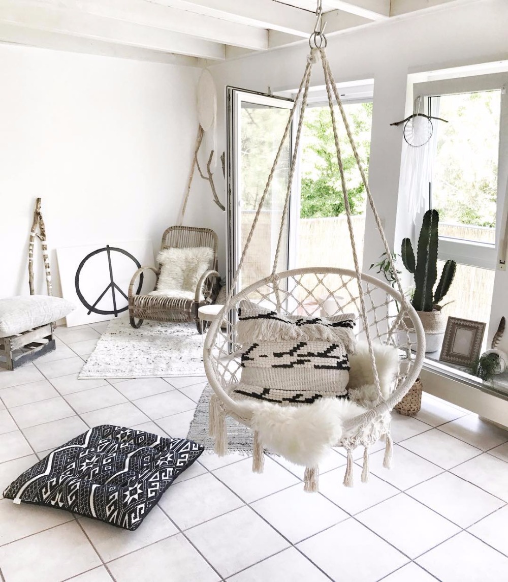Kids Outdoor Hanging Chair - 2025 İskandinav Bahçe El Yapımı Örme